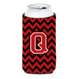 Letter Q Chevron Black And Red Tall Boy Beverage Insulator Hugger Cj1047-Qtbc