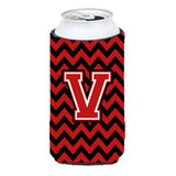 Letter V Chevron Black And Red Tall Boy Beverage Insulator Hugger Cj1047-Vtbc