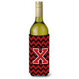 Letter X Chevron Black And Red Wine Bottle Beverage Insulator Hugger Cj1047-Xliterk