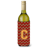 Letter C Chevron Garnet And Gold Wine Bottle Beverage Insulator Hugger Cj1048-Cliterk
