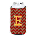 Letter E Chevron Garnet And Gold Tall Boy Beverage Insulator Hugger Cj1048-Etbc