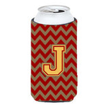 Letter J Chevron Garnet And Gold Tall Boy Beverage Insulator Hugger Cj1048-Jtbc