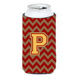 Letter P Chevron Garnet And Gold Tall Boy Beverage Insulator Hugger Cj1048-Ptbc