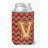 Caroline'S Treasures Cj1048-Vcc Letter V Chevron Garnet And Gold Can Or Bottle Hugger, Multicolor
