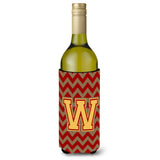 Letter W Chevron Garnet And Gold Wine Bottle Beverage Insulator Hugger Cj1048-Wliterk