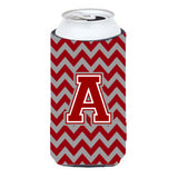 Letter A Chevron Maroon And White Tall Boy Beverage Insulator Hugger Cj1049-Atbc
