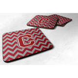 Caroline'S Treasures Cj1049-Cfc Letter C Chevron Maroon And White Foam Coaster (Set Of 4), 3.5, Multicolor