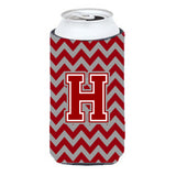 Letter H Chevron Maroon And White Tall Boy Beverage Insulator Hugger Cj1049-Htbc