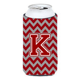 Letter K Chevron Maroon And White Tall Boy Beverage Insulator Hugger Cj1049-Ktbc