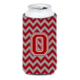 Letter O Chevron Maroon And White Tall Boy Beverage Insulator Hugger Cj1049-Otbc