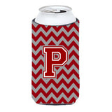 Letter P Chevron Maroon And White Tall Boy Beverage Insulator Hugger Cj1049-Ptbc