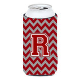 Letter R Chevron Maroon And White Tall Boy Beverage Insulator Hugger Cj1049-Rtbc