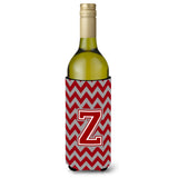 Letter Z Chevron Maroon And White Wine Bottle Beverage Insulator Hugger Cj1049-Zliterk