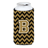 Letter B Chevron Black And Gold Tall Boy Beverage Insulator Hugger Cj1050-Btbc