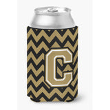 Caroline'S Treasures Cj1050-Ccc Letter C Chevron Black And Gold Can Or Bottle Hugger, Multicolor