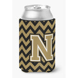 Caroline'S Treasures Cj1050-Ncc Letter N Chevron Black And Gold Can Or Bottle Hugger, Multicolor