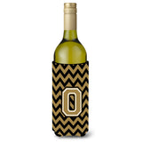 Letter O Chevron Black And Gold Wine Bottle Beverage Insulator Hugger Cj1050-Oliterk