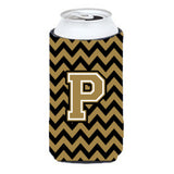 Letter P Chevron Black And Gold Tall Boy Beverage Insulator Hugger Cj1050-Ptbc