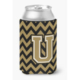Caroline'S Treasures Cj1050-Ucc Letter U Chevron Black And Gold Can Or Bottle Hugger, Multicolor