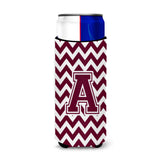 Letter A Chevron Maroon And White Ultra Beverage Insulators For Slim Cans Cj1051-Amuk