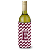 Letter E Chevron Maroon And White Wine Bottle Beverage Insulator Hugger Cj1051-Eliterk