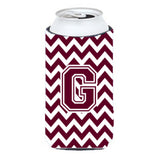 Letter G Chevron Maroon And White Tall Boy Beverage Insulator Hugger Cj1051-Gtbc