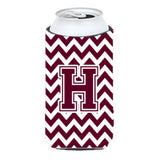 Letter H Chevron Maroon And White Tall Boy Beverage Insulator Hugger Cj1051-Htbc
