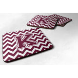 Caroline'S Treasures Cj1051-Kfc Letter K Chevron Maroon And White Foam Coaster (Set Of 4), 3.5, Multicolor