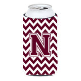 Letter N Chevron Maroon And White Tall Boy Beverage Insulator Hugger Cj1051-Ntbc