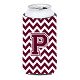 Letter P Chevron Maroon And White Tall Boy Beverage Insulator Hugger Cj1051-Ptbc