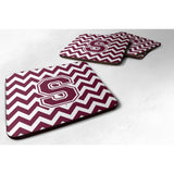 Caroline'S Treasures Cj1051-Sfc Letter S Chevron Maroon And White Foam Coaster (Set Of 4), 3.5, Multicolor