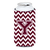 Letter Y Chevron Maroon And White Tall Boy Beverage Insulator Hugger Cj1051-Ytbc