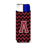 Letter A Chevron Garnet And Black Ultra Beverage Insulators For Slim Cans Cj1052-Amuk