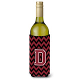 Letter D Chevron Garnet And Black Wine Bottle Beverage Insulator Hugger Cj1052-Dliterk