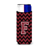 Letter F Chevron Garnet And Black Ultra Beverage Insulators For Slim Cans Cj1052-Fmuk