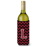 Letter L Chevron Garnet And Black Wine Bottle Beverage Insulator Hugger Cj1052-Lliterk
