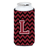 Letter L Chevron Garnet And Black Tall Boy Beverage Insulator Hugger Cj1052-Ltbc
