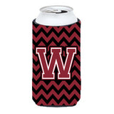 Letter W Chevron Garnet And Black Tall Boy Beverage Insulator Hugger Cj1052-Wtbc