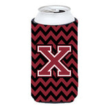 Letter X Chevron Garnet And Black Tall Boy Beverage Insulator Hugger Cj1052-Xtbc