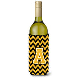 Letter A Chevron Black And Gold Wine Bottle Beverage Insulator Hugger Cj1053-Aliterk