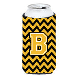 Letter B Chevron Black And Gold Tall Boy Beverage Insulator Hugger Cj1053-Btbc