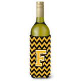 Letter F Chevron Black And Gold Wine Bottle Beverage Insulator Hugger Cj1053-Fliterk