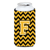 Letter F Chevron Black And Gold Tall Boy Beverage Insulator Hugger Cj1053-Ftbc
