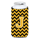 Letter J Chevron Black And Gold Tall Boy Beverage Insulator Hugger Cj1053-Jtbc