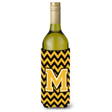 Letter M Chevron Black And Gold Wine Bottle Beverage Insulator Hugger Cj1053-Mliterk