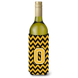 Letter O Chevron Black And Gold Wine Bottle Beverage Insulator Hugger Cj1053-Oliterk