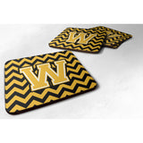 Caroline'S Treasures Cj1053-Wfc Letter W Chevron Black And Gold Foam Coaster (Set Of 4), 3.5, Multicolor