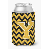 Caroline'S Treasures Cj1053-Ycc Letter Y Chevron Black And Gold Can Or Bottle Hugger, Multicolor
