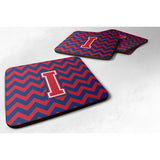 Caroline'S Treasures Cj1054-Ifc Letter I Chevron Yale Blue And Crimson Foam Coaster (Set Of 4), 3.5, Multicolor