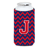 Letter J Chevron Yale Blue And Crimson Tall Boy Beverage Insulator Hugger Cj1054-Jtbc